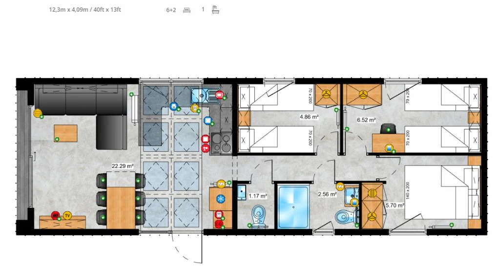 Casa Móvil LUJO Y PRESTIGIO 12,05X4,0 MT – Hábitat AGRICOLA ESVA (imagen 5)