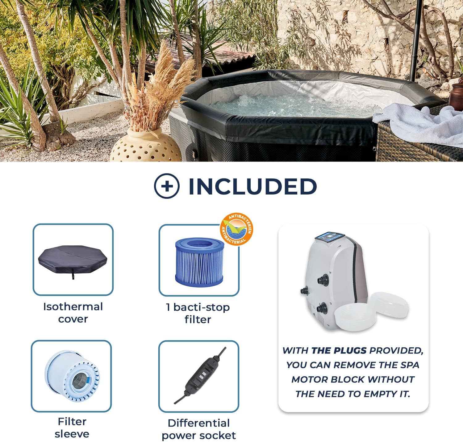 NETSPA SP-OCT165/MOB2 NetSpa Octopus – Semirrígido + Muebles – 4 a 6 plazas – Piscinas AGRICOLA ESVA (imagen 8)