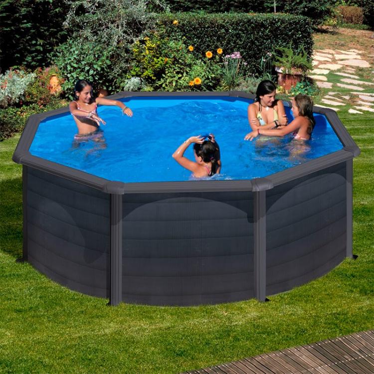 Piscina desmontable Gre Kea circular imitación grafito – Piscinas AGRICOLA ESVA