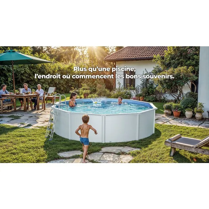 GRE - Kit de piscina redonda elevada de acero blanco de Ø300 x 122 cm (incluye filtro de arena y escalera) – Piscinas AGRICOLA ESVA (imagen 5)