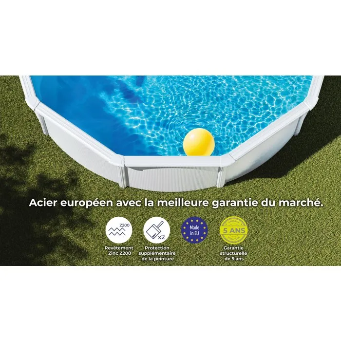 GRE - Kit de piscina redonda elevada de acero blanco de Ø300 x 122 cm (incluye filtro de arena y escalera) – Piscinas AGRICOLA ESVA (foto 4)