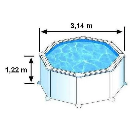 GRE - Kit de piscina redonda elevada de acero blanco - Ø300 x H122 (Incluye filtro de cartucho + escalera) – Piscinas AGRICOLA ESVA (foto 4)