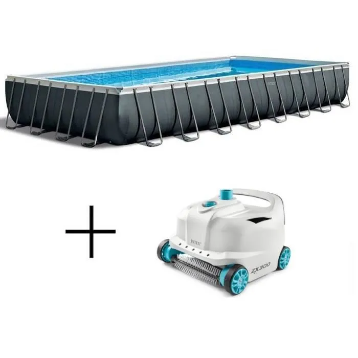 Kit de piscina desmontable tubular Intex Ultra XTR - 975 x 488 x 132 cm - Rectangular (Filtro de arena) + Limpiador de piscinas robótico Intex – Piscinas AGRICOLA ESVA
