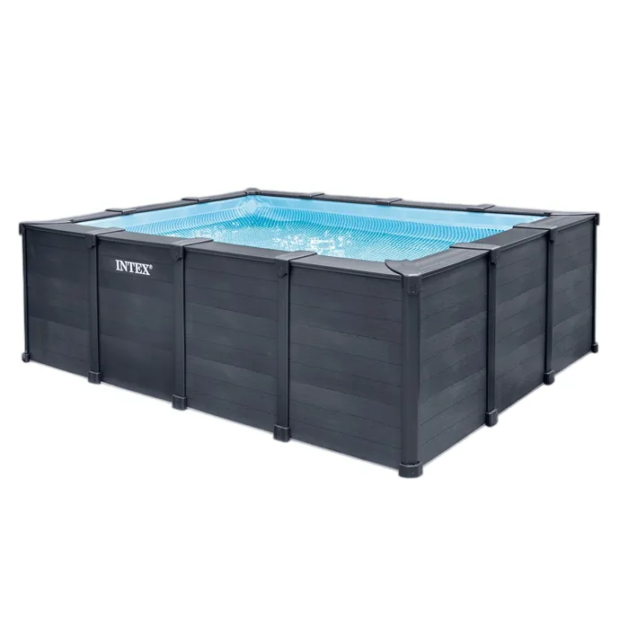Kit de piscina tubular desmontable Intex - Grafito - 400 x 300 cm - Rectangular (escalera, válvulas, filtro, cubierta) - 26396GN – Piscinas AGRICOLA ESVA