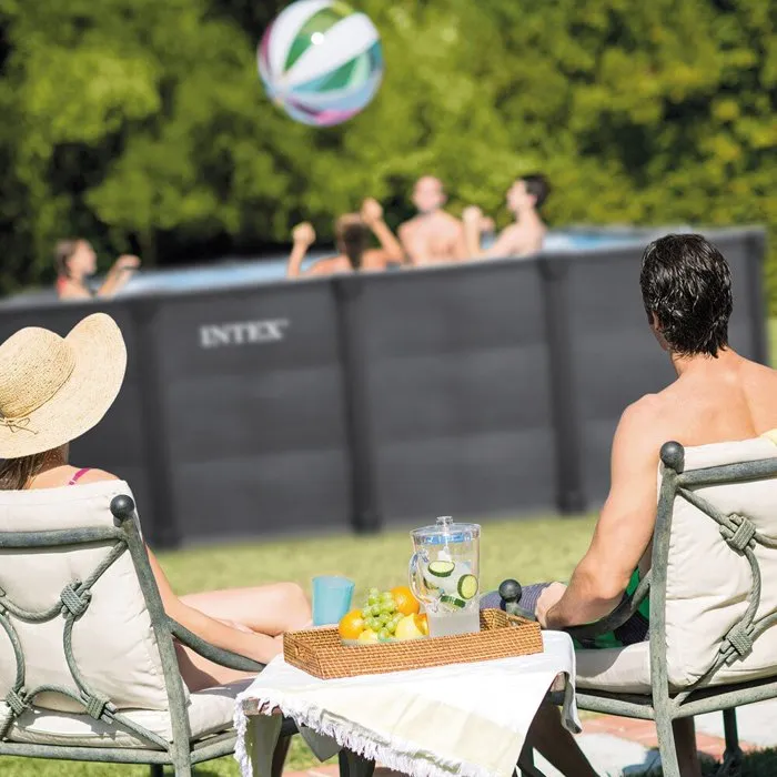 Kit de piscina tubular desmontable Intex - Grafito - 400 x 300 cm - Rectangular (escalera, válvulas, filtro, cubierta) - 26396GN – Piscinas AGRICOLA ESVA (foto 5)