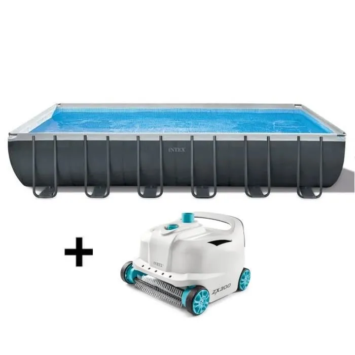 Kit de piscina desmontable tubular Intex Ultra XTR - 732 x 366 x 132 cm - Rectangular (Filtro de arena) + Limpiador de piscinas robótico Intex – Piscinas AGRICOLA ESVA