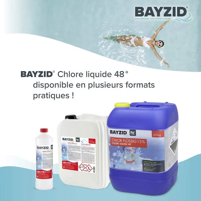 Bayzid® Cloro Líquido 48° – Desinfectante rápido para piscinas – 4 botellas de 25 kg – 13-15% de cloro activo – Piscinas AGRICOLA ESVA (foto 4)