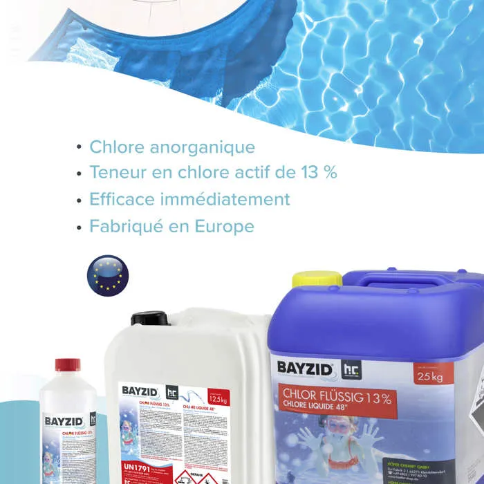 Bayzid® Cloro Líquido 48° – Desinfectante rápido para piscinas – 4 botellas de 25 kg – 13-15% de cloro activo – Piscinas AGRICOLA ESVA (foto 5)