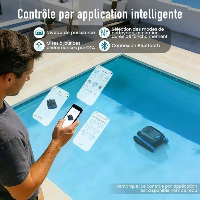 Robot limpiafondos AIRROBO CP40 para piscinas, limpieza de suelos y paredes, 120 min de autonomía (170 m²), control por app, cesta grande de 4 L. – Piscinas AGRICOLA ESVA (foto 6)