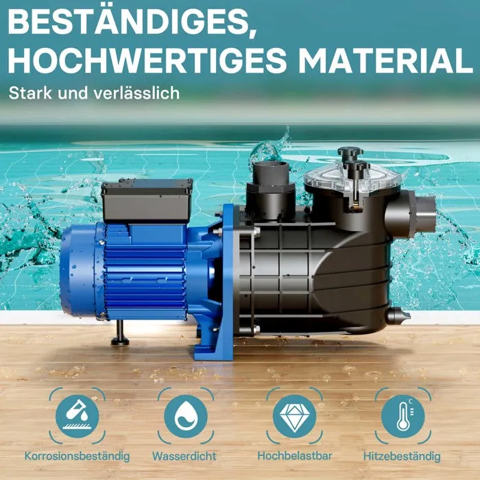 Bomba para piscinas Wiltec 2200W – Caudal 26400 l/h – Altura de impulsión 18 m – Bomba de filtración y circulación para filtros de agua – P – Piscinas AGRICOLA ESVA (foto 6)